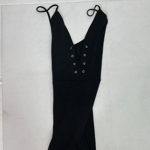 #1262 K + Glam Black Silk Jumpsuit | Size: Unknown